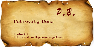 Petrovity Bene névjegykártya
